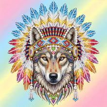 Load image into Gallery viewer, DIY Pearl Painting Kit 25x25CM Indian Wolf Framed Handmade Pearl Material Art Set Room Wall Decoration