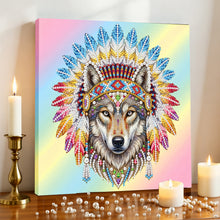 Load image into Gallery viewer, DIY Pearl Painting Kit 25x25CM Indian Wolf Framed Handmade Pearl Material Art Set Room Wall Decoration