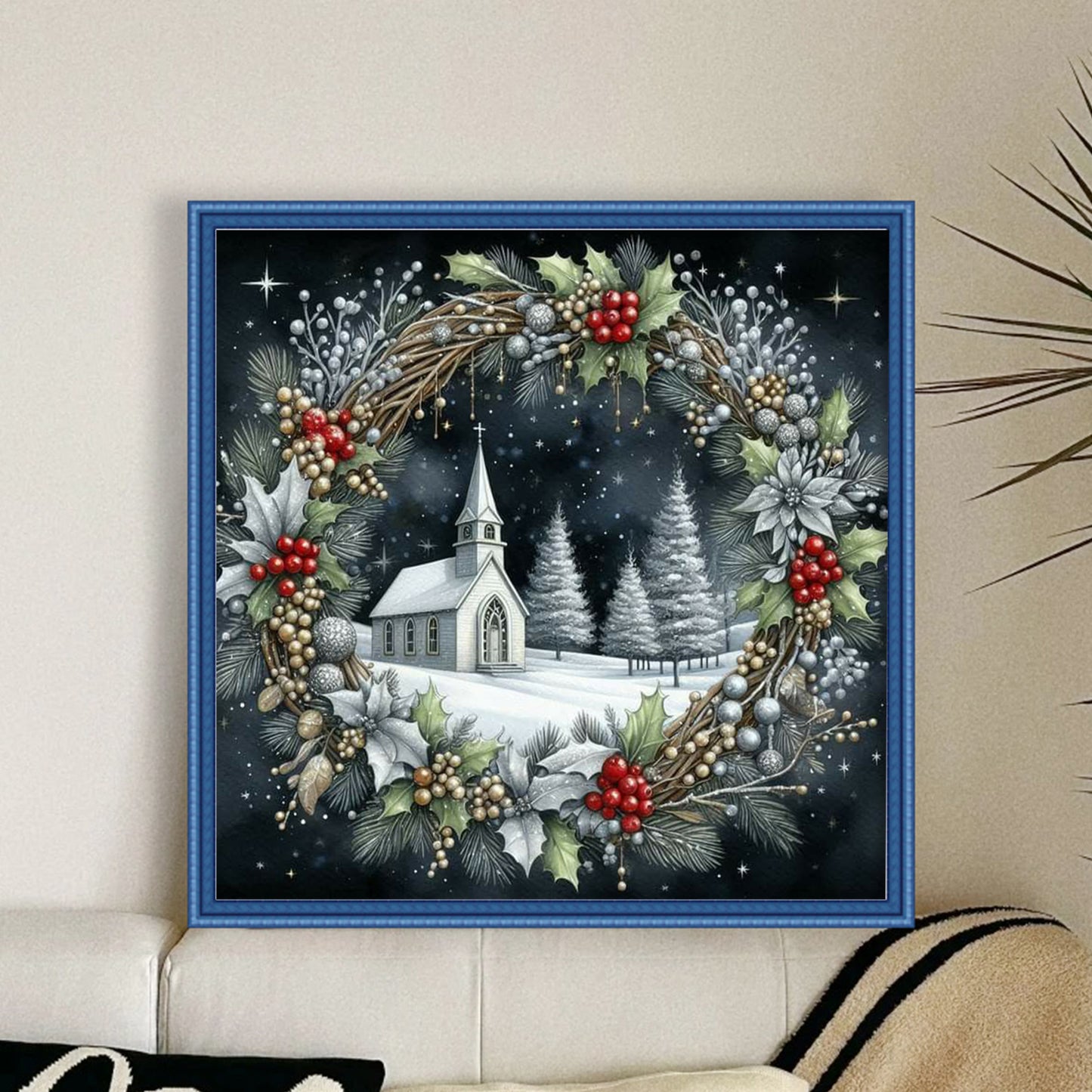 Christmas Scenery - Full 14CT Counted Cross Stitch 40x40CM - Yishu