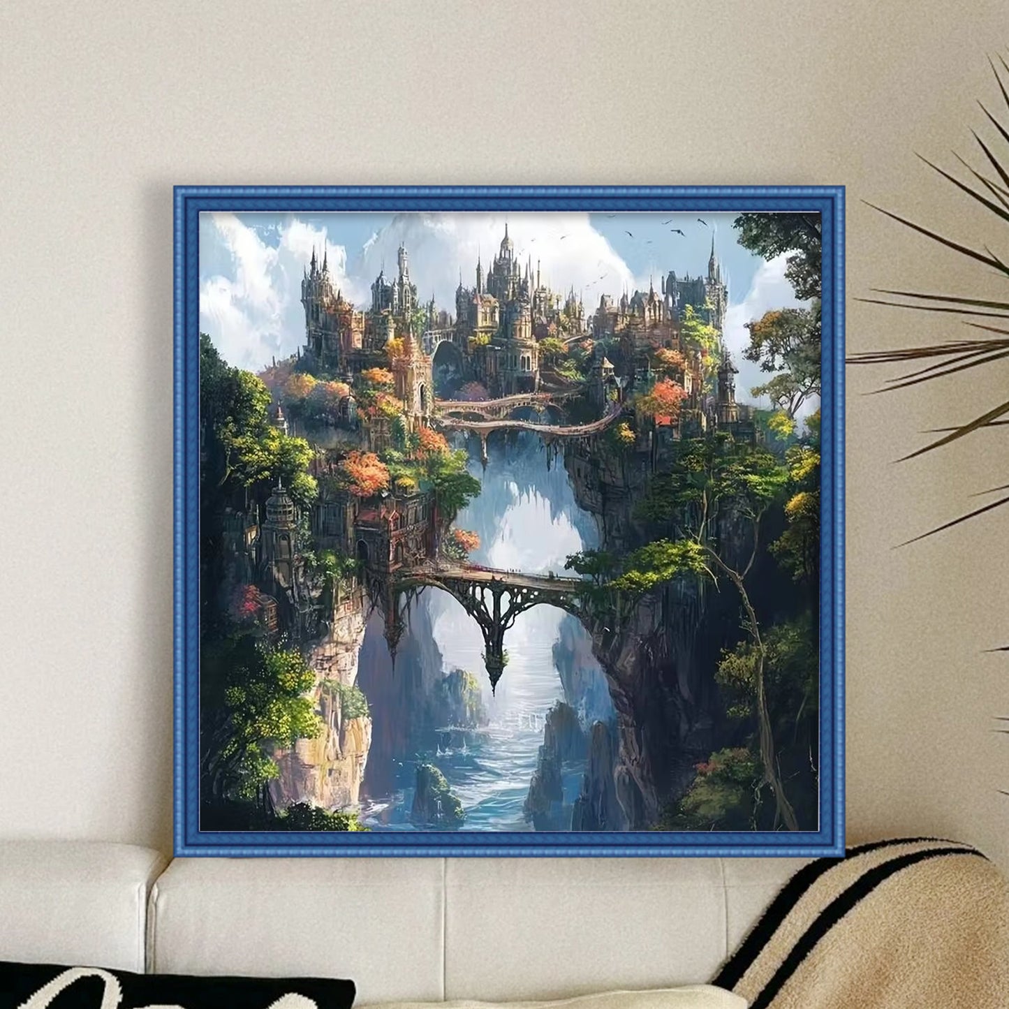 Castle In Mountains - Full 14CT Counted Cross Stitch 40x40CM - Yishu