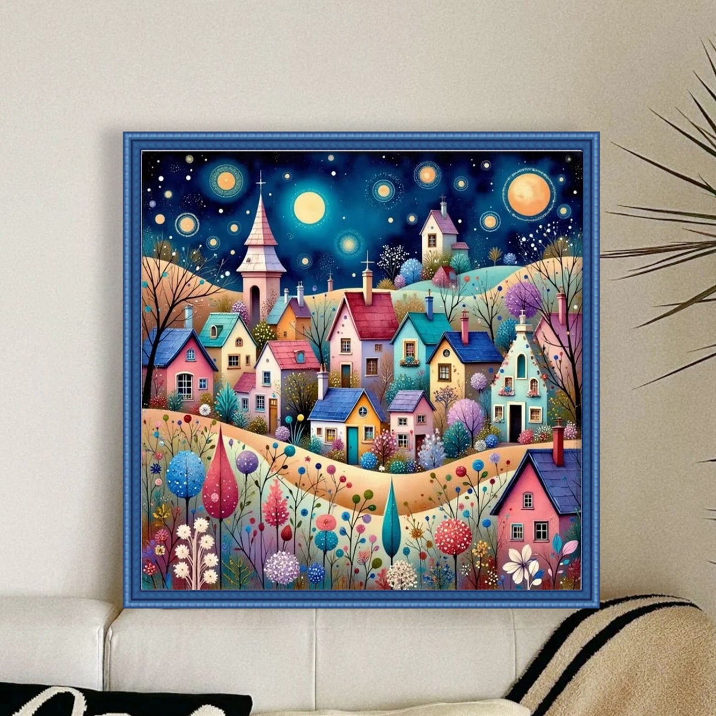 Colorful Houses - Full 14CT Counted Cross Stitch 40x40CM - Yishu