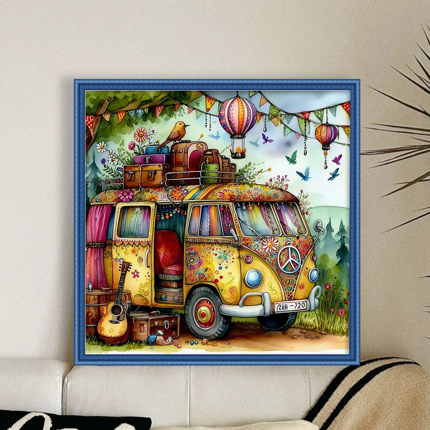 Camper Van - Full 11CT Stamped Cross Stitch 40x40CM - Huacan