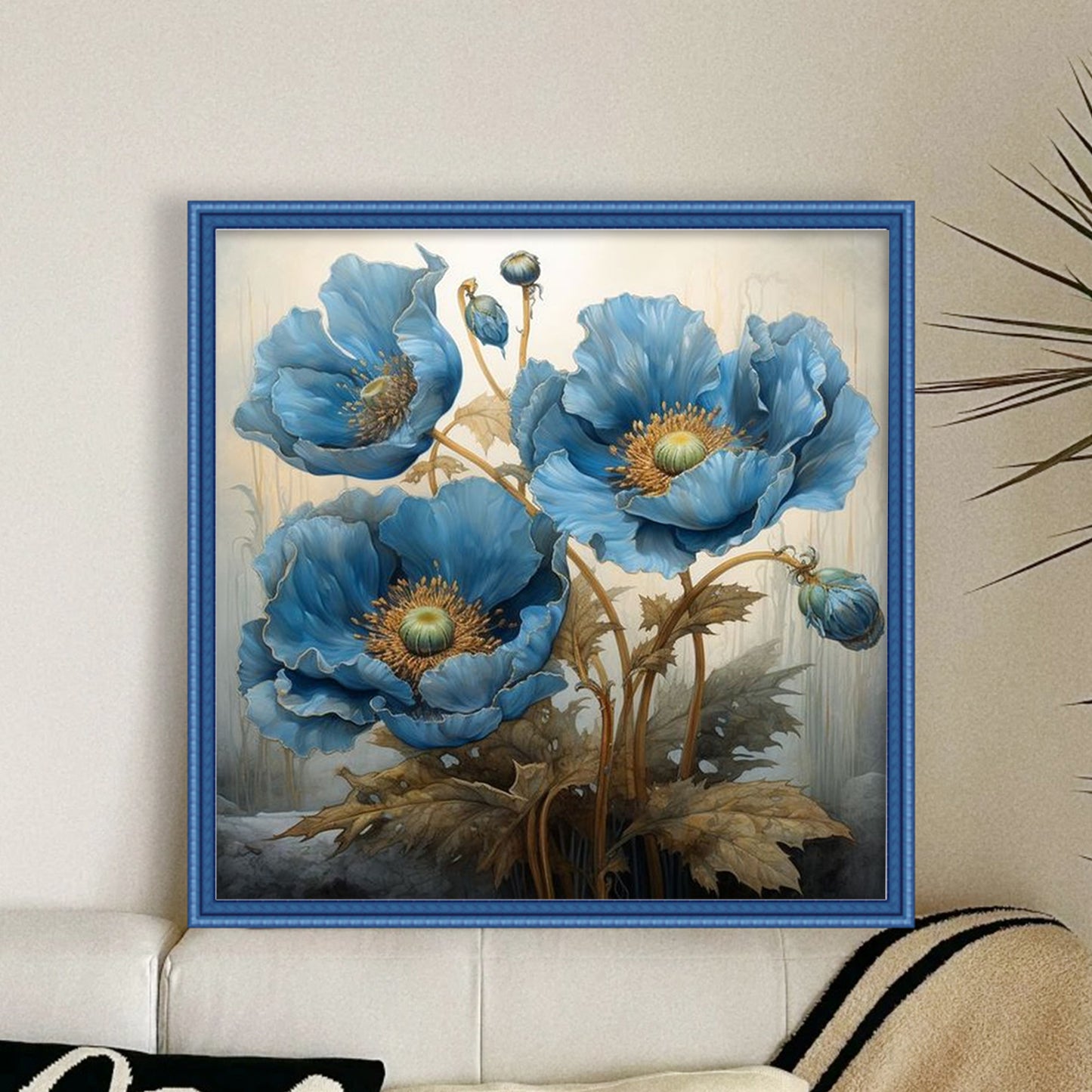 Blue Flower - Full 14CT Counted Cross Stitch 40x40CM - Yishu