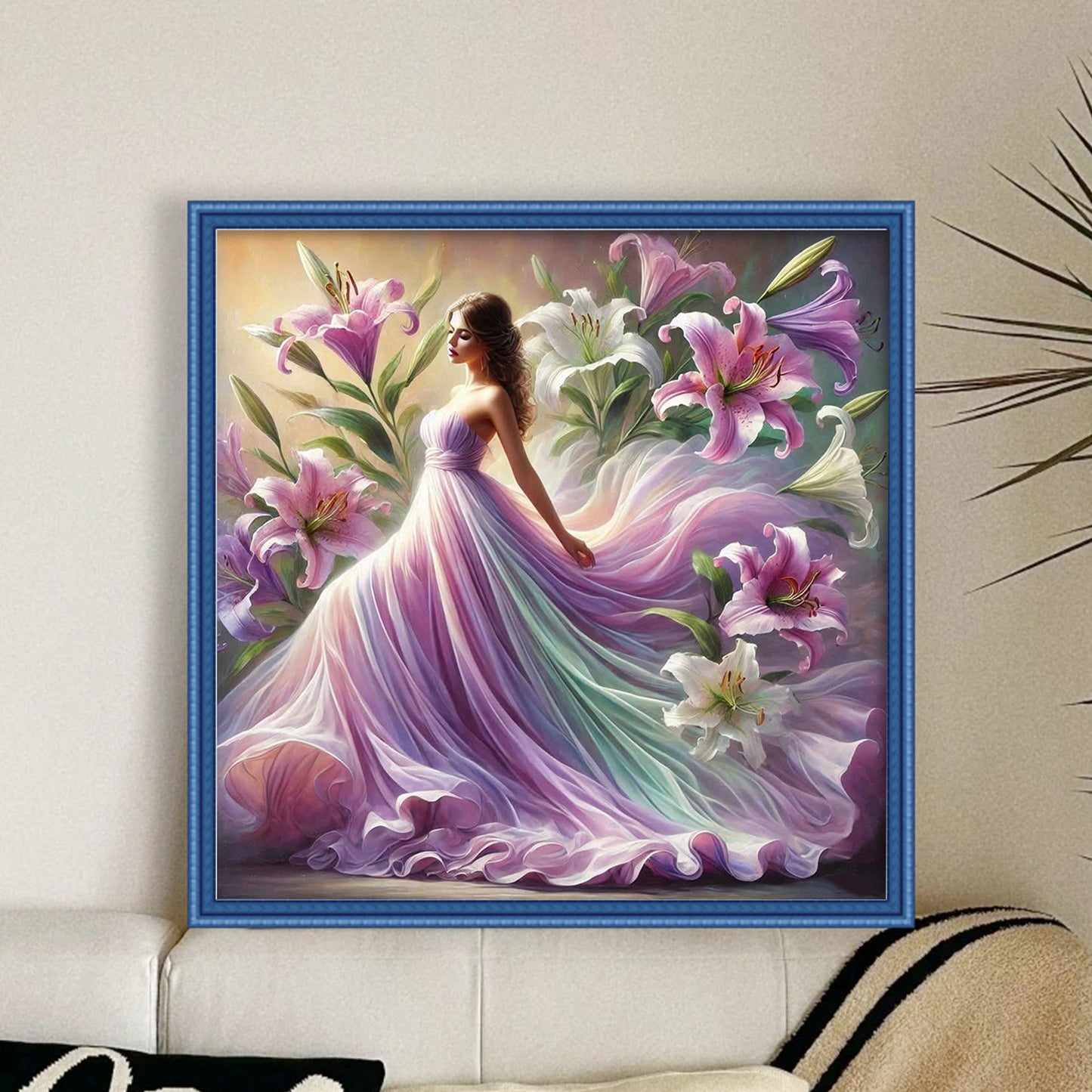Flower Girl - Full 11CT Stamped Cross Stitch 45x45CM - Huacan