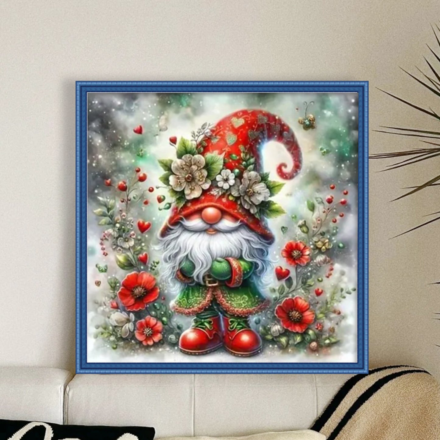 Flower Gnome - Full 11CT Stamped Cross Stitch 45x45CM - Huacan
