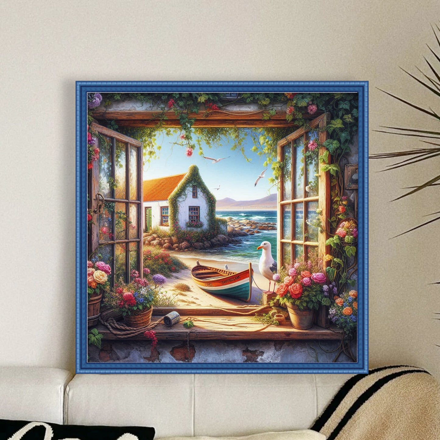 The View Outside The Window A - Full 11CT Stamped Cross Stitch 40x40CM - Yishu