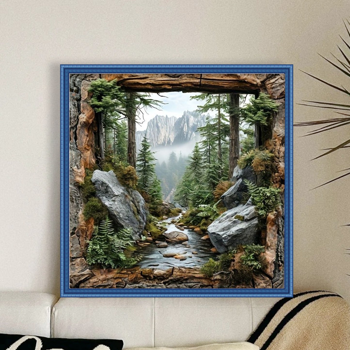Forest Scenery - Full 14CT Stamped Cross Stitch 40x40CM - Huacan