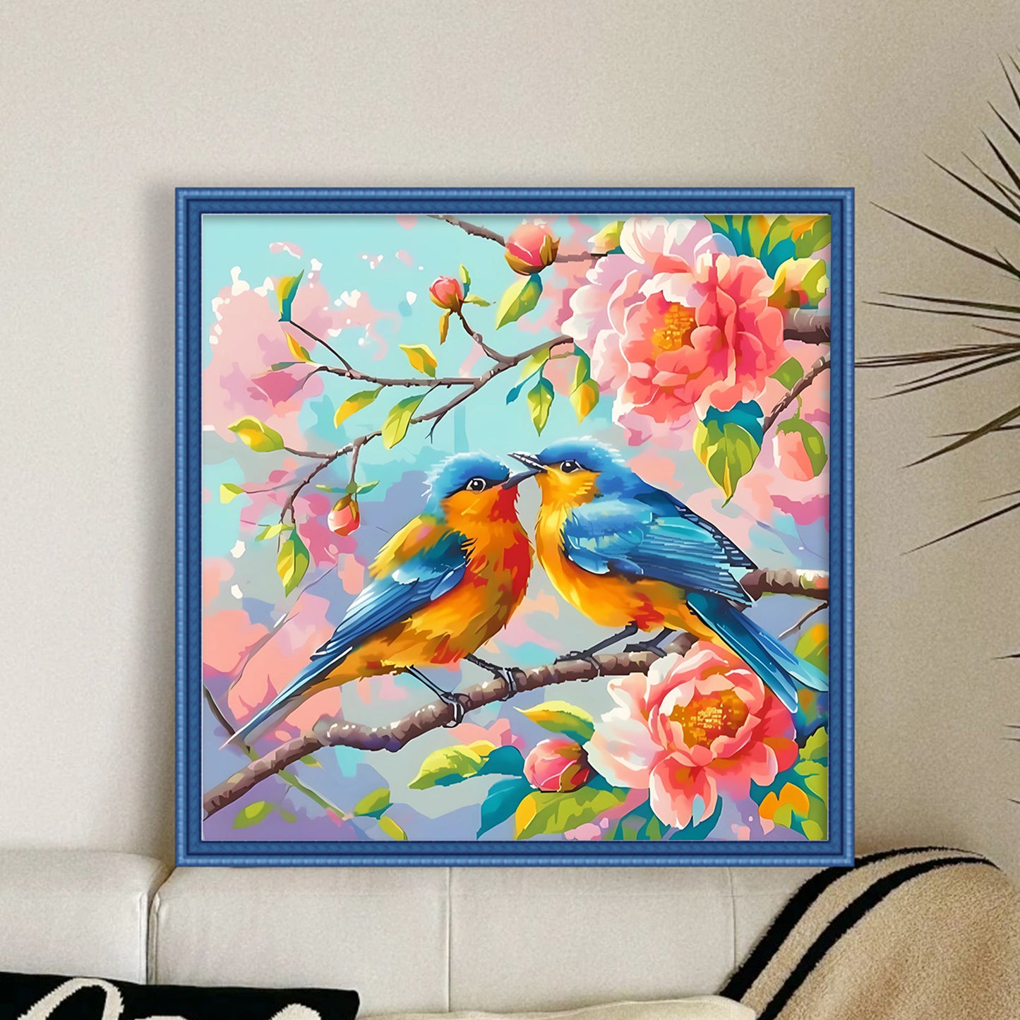 Bird On Branch - Full 11CT Stamped Cross Stitch 40x40CM - Huacan