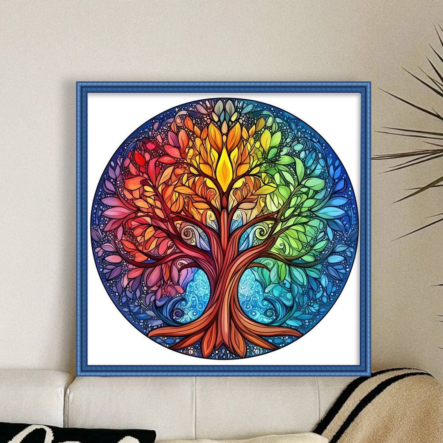 Colorful Tree Of Life - Full 11CT Stamped Cross Stitch 45x45CM - Huacan