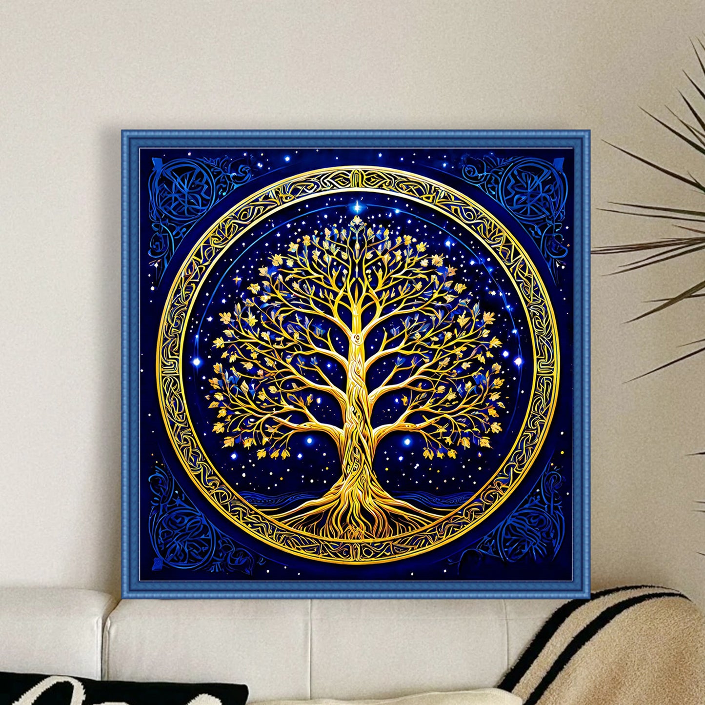 Golden Tree Of Life - Full 11CT Stamped Cross Stitch 45x45CM - Huacan