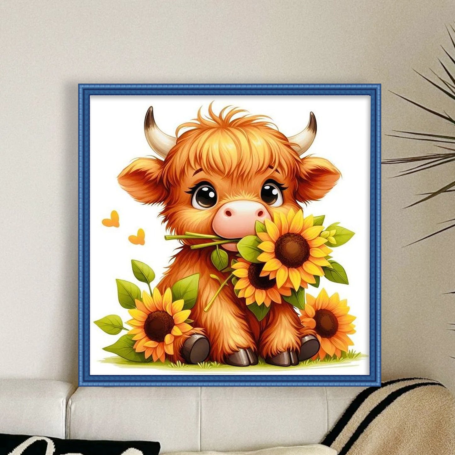 Yak And Flowers - Full 18CT Stamped Cross Stitch 25x25CM - Huacan