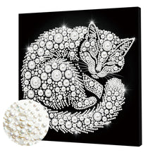 Load image into Gallery viewer, DIY Pearl Painting Kit 25x25CM Cat Framed Handmade Pearl Material Art Set Room Wall Decoration