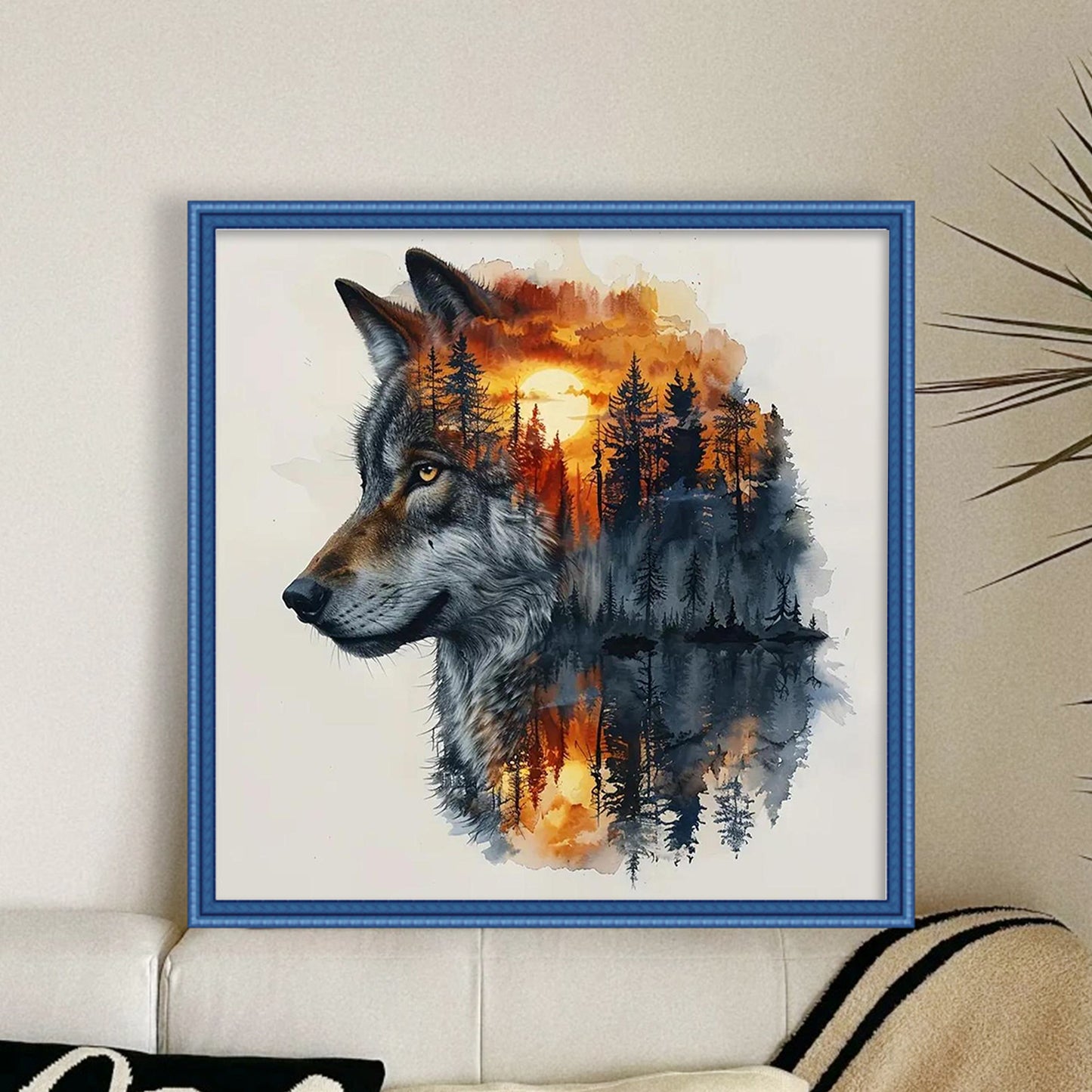 Silhouette Wolf - Full 14CT Counted Cross Stitch 45x45CM - Yishu