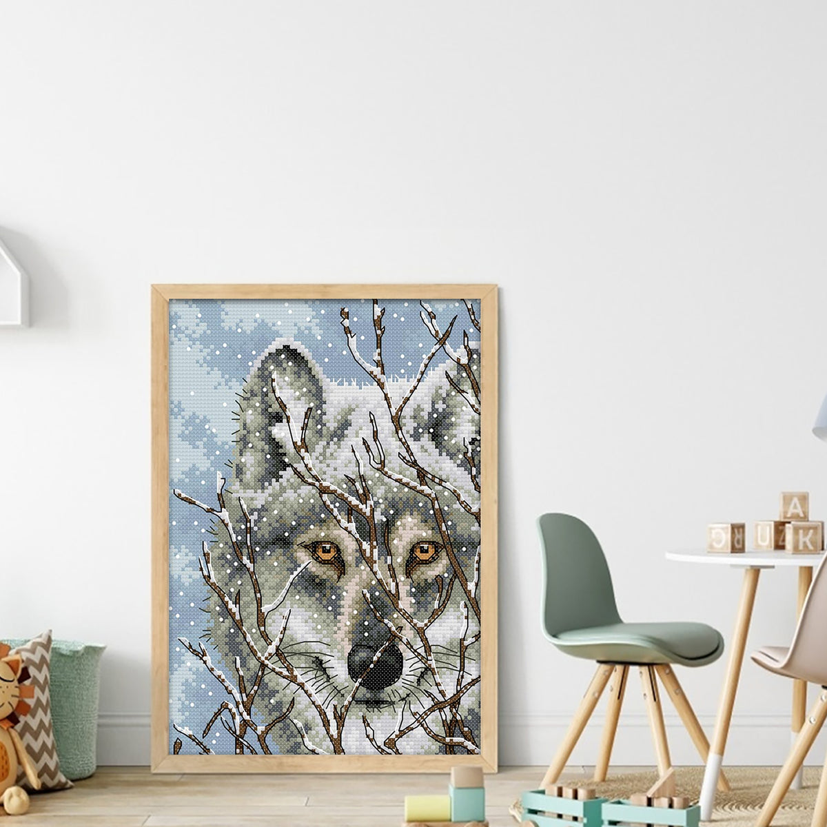 Wolf - Vollständiges 14CT gezähltes Kreuzstich-Set 21*30cm - Joy Sunday Rückstich