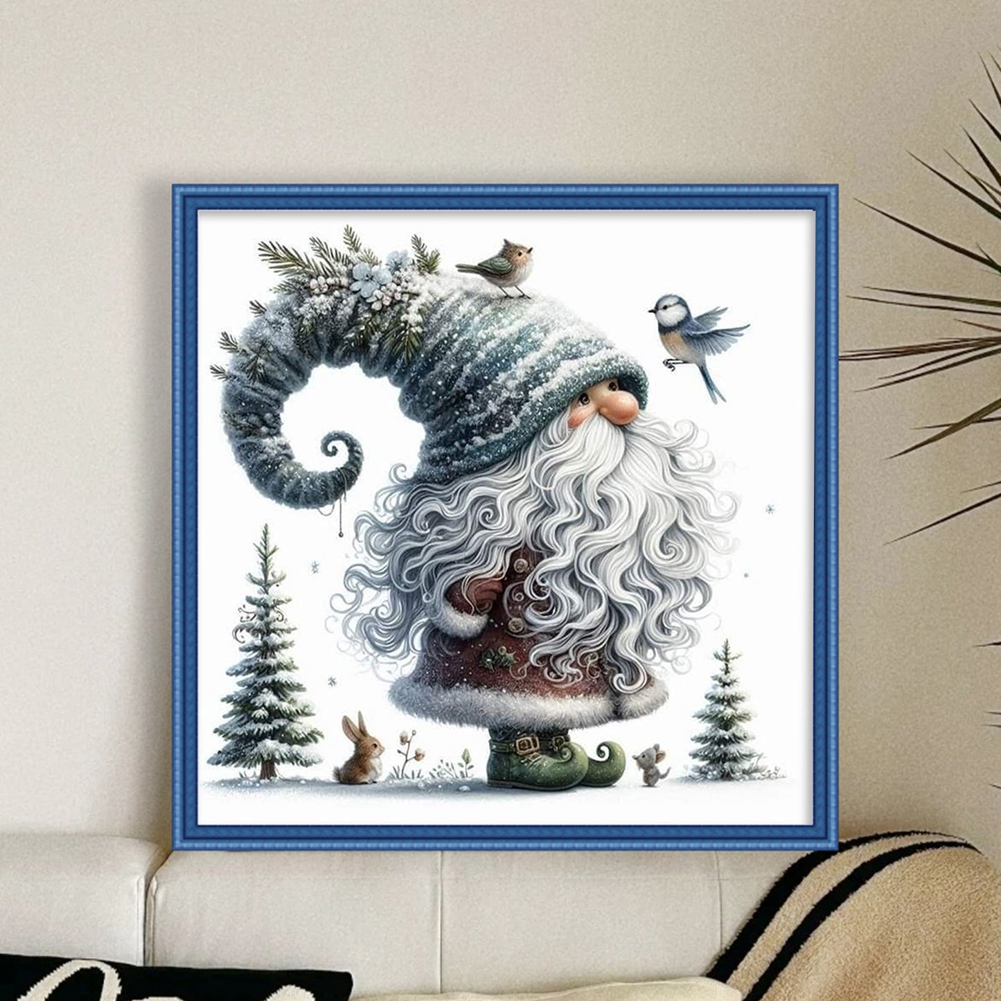 Gnome And Animals - Full 11CT Stamped Cross Stitch 45x45CM - Huacan