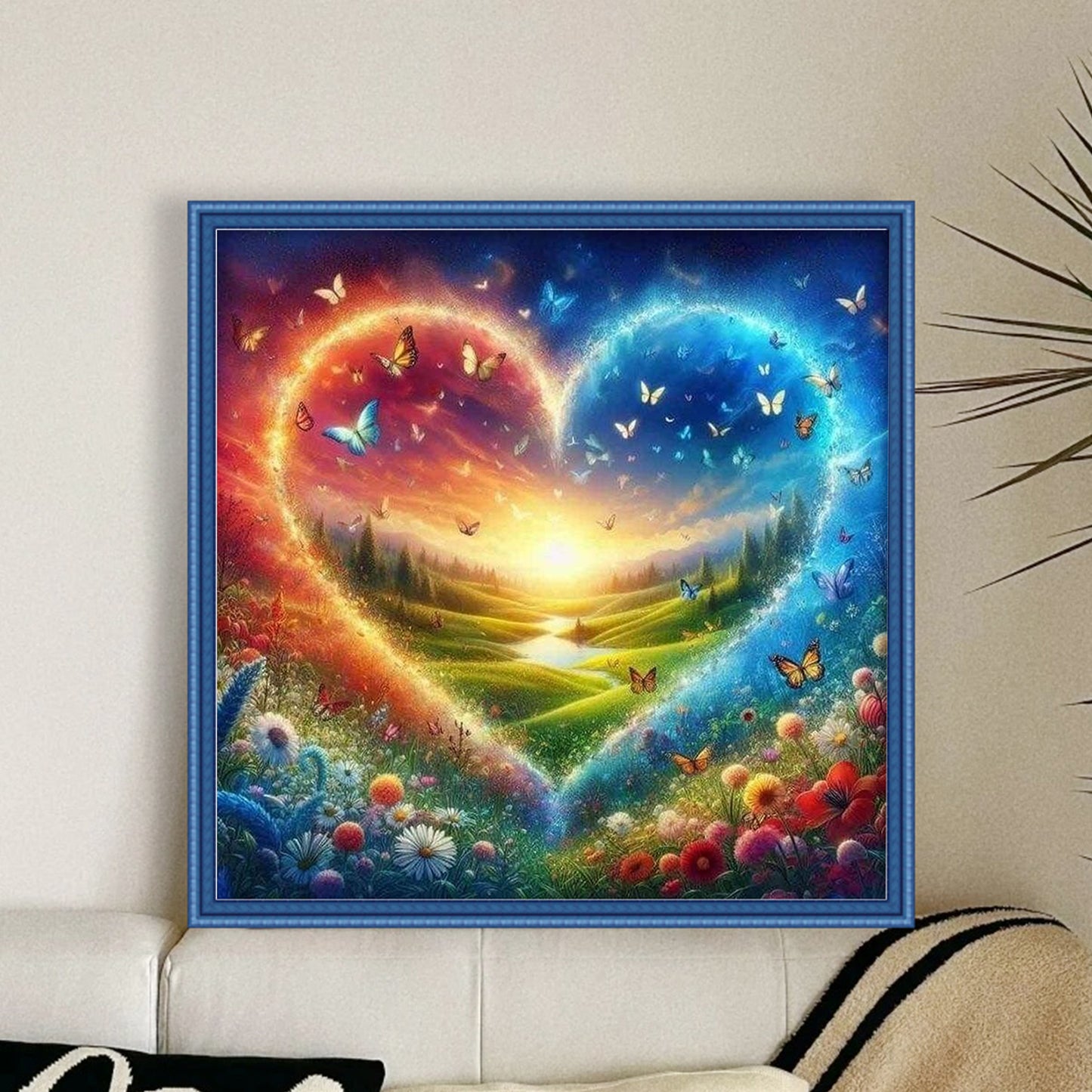 Four Seasons - Heart - Full 11CT Stamped Cross Stitch 45x45CM - Huacan