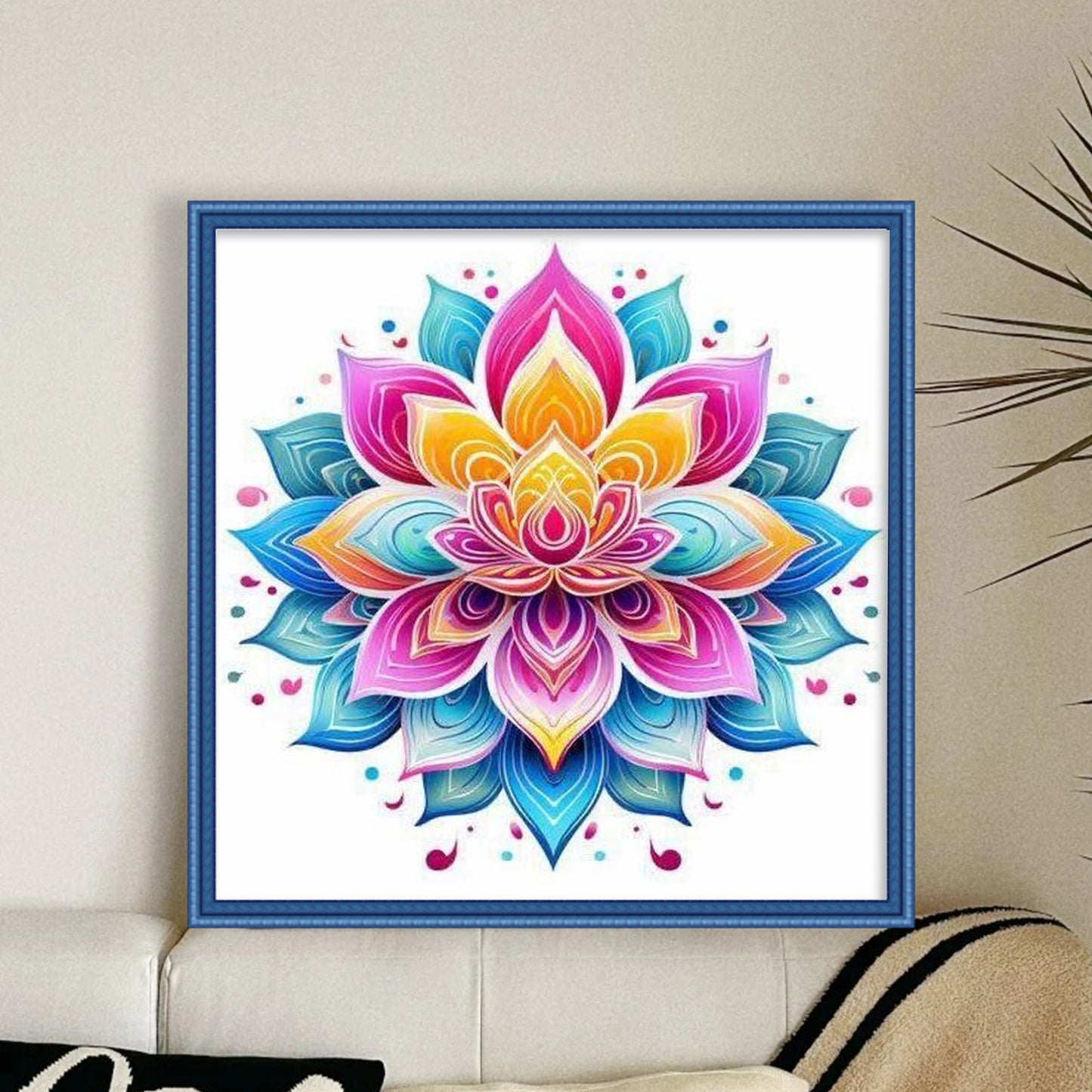 Mandala Lotus - Full 11CT Stamped Cross Stitch 45x45CM - Huacan