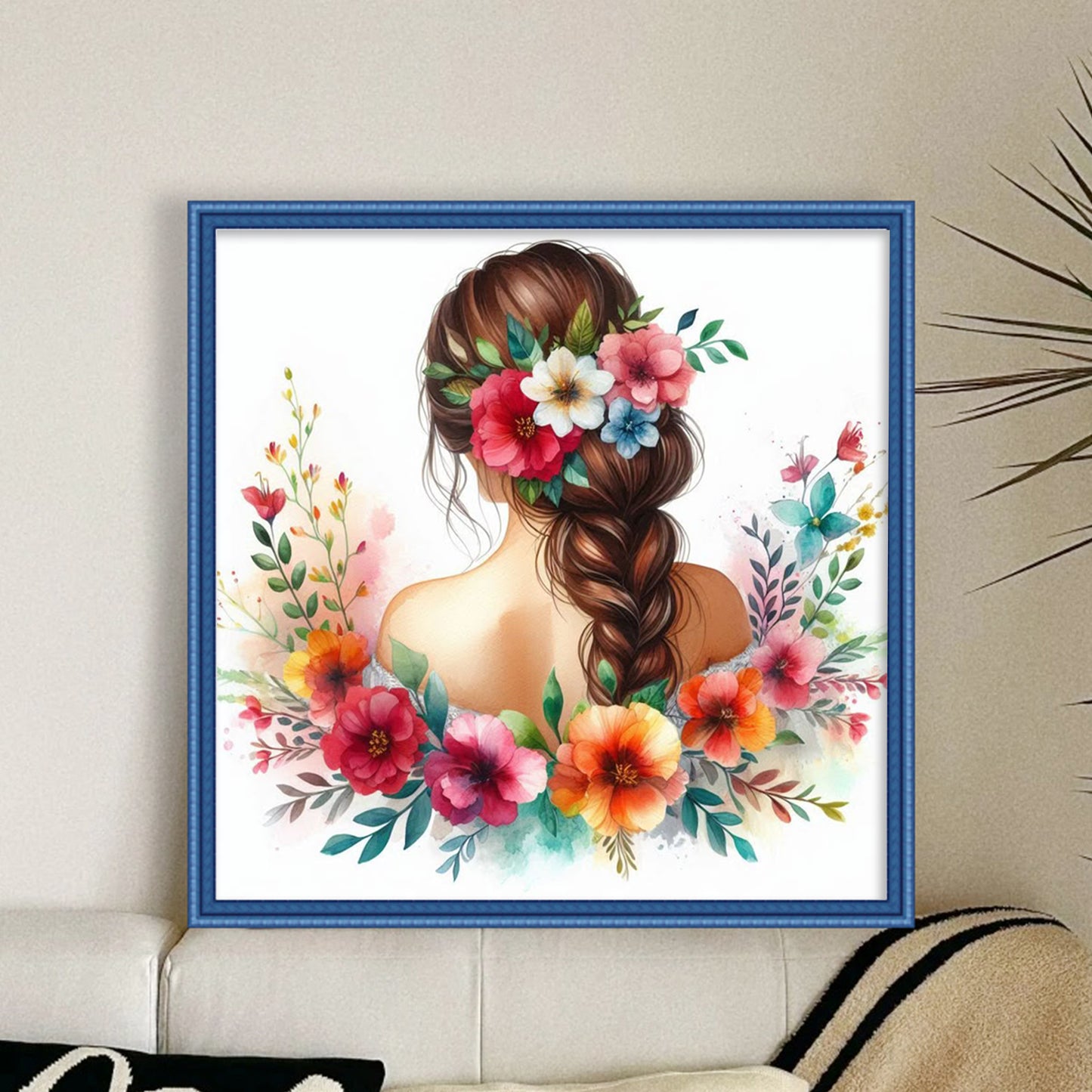 Girl Background - Full 14CT Stamped Cross Stitch 45x45CM - Huacan