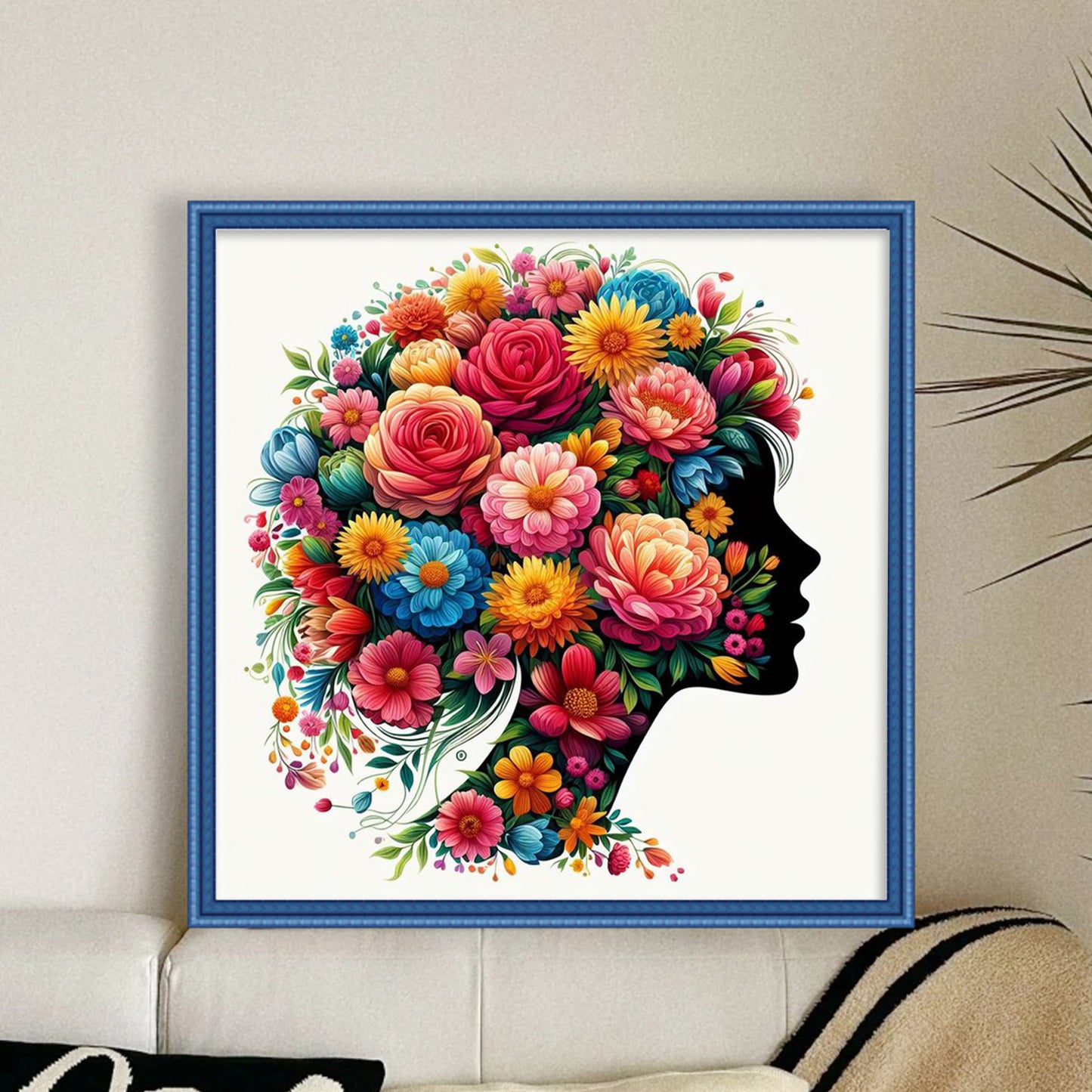 Flower Girl - Full 14CT Stamped Cross Stitch 45x45CM - Huacan