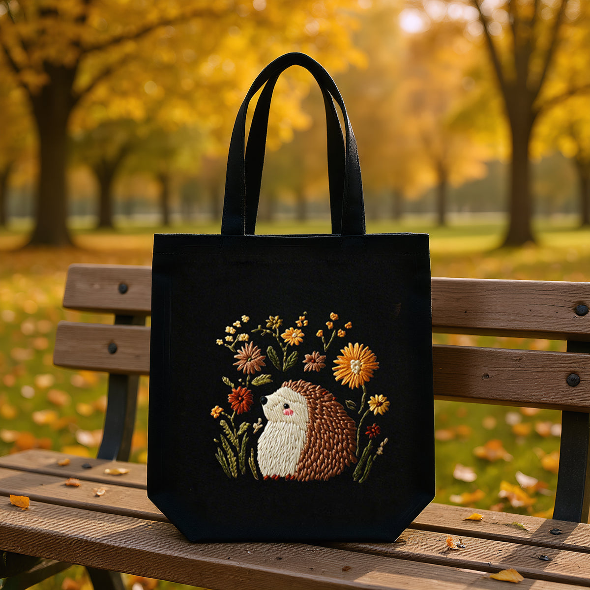 Hedgehog And Flower - DIY Embroidery Cross Stitch Kit with Pattern Cotton Threads Needles Hoop 32×37CM/12.60×14.57in