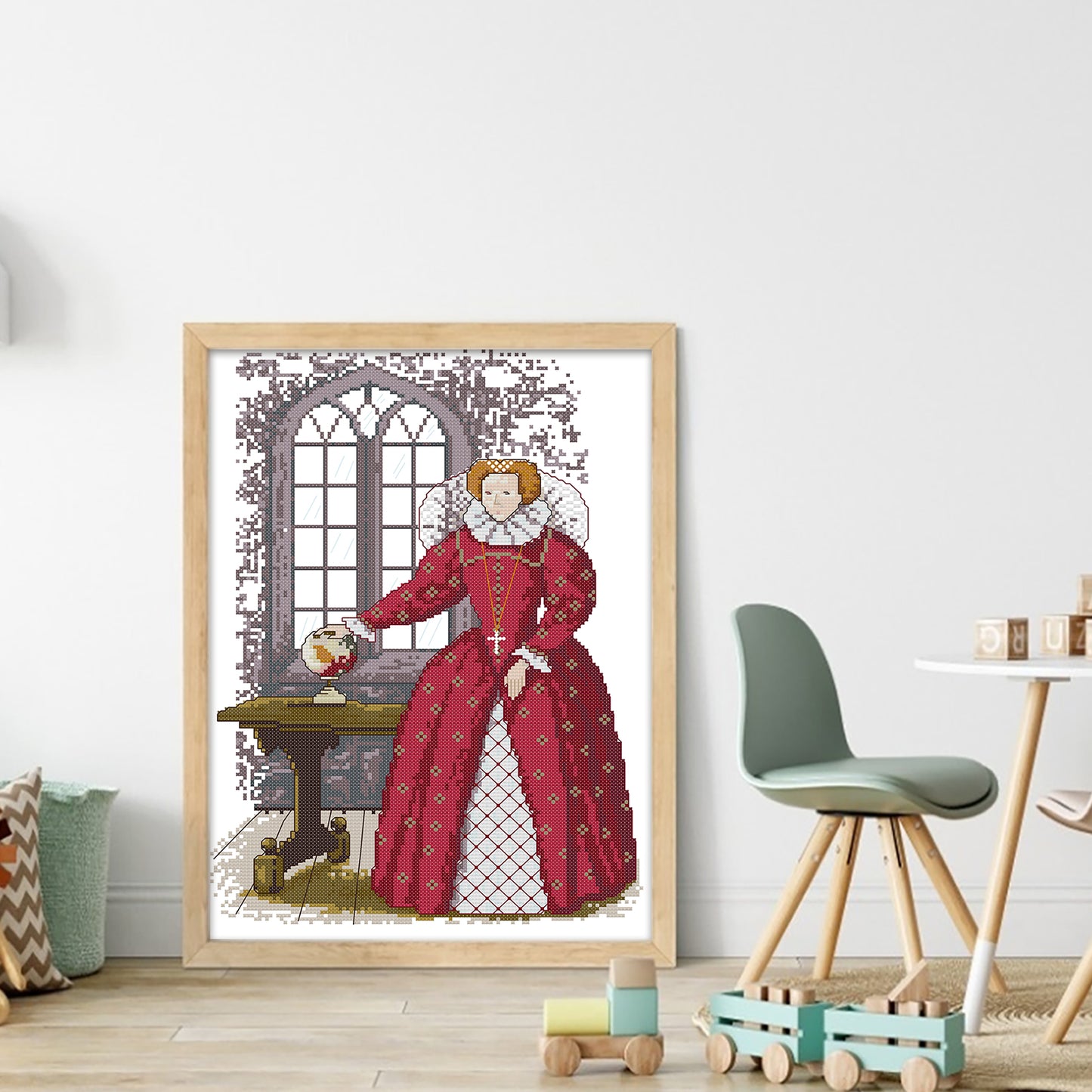 Lady In Red - Partial 14CT Stamped Cross Stitch 29x38CM - Joy Sunday Backstitch