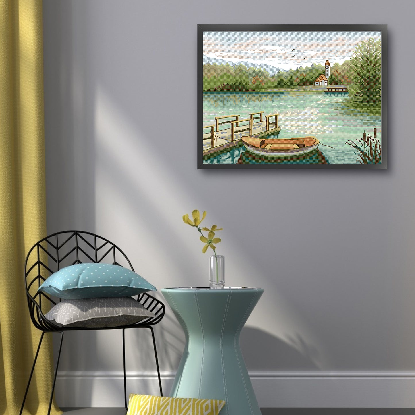 Lakeshore - Full 14CT Stamped Cross Stitch 34x27CM - Joy Sunday
