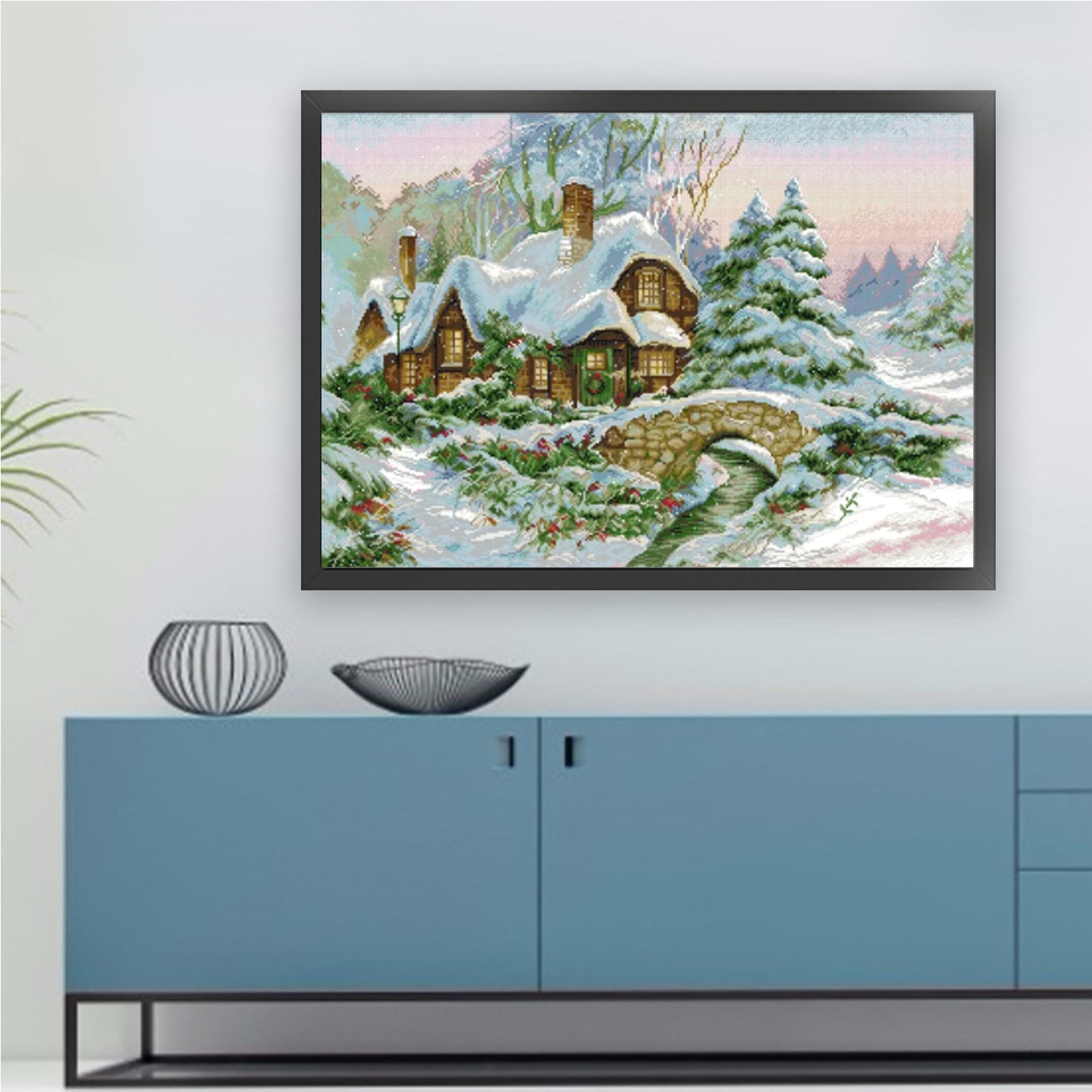 Winter Scenery - Full 14CT Stamped Cross Stitch 68x52CM - Joy Sunday