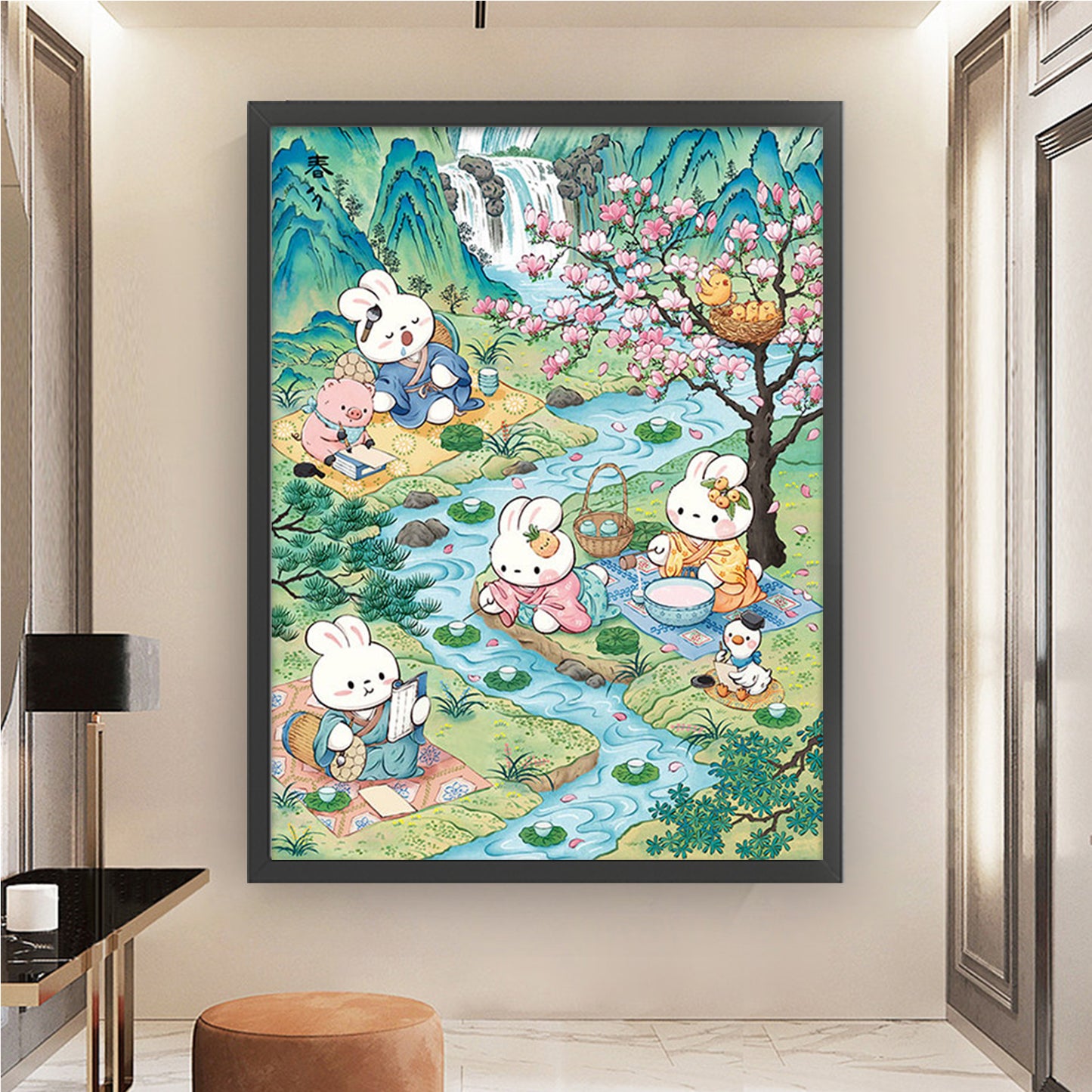 Rabbit Of Vernal Equinox - Full 11CT Stamped Cross Stitch 55x70CM - Mona Lisa