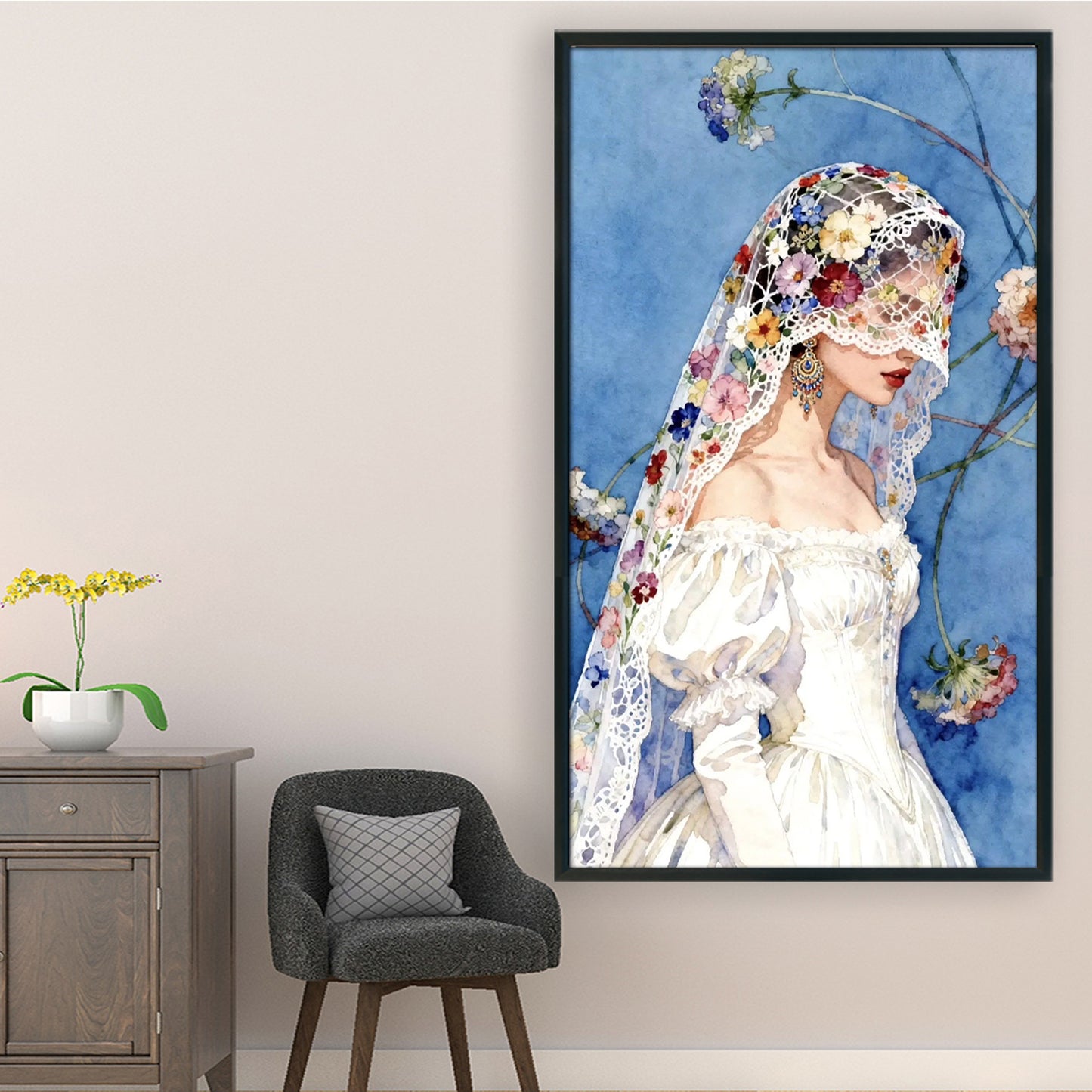 Masked Girl - Full 11CT Stamped Cross Stitch 40x70CM - Yishu