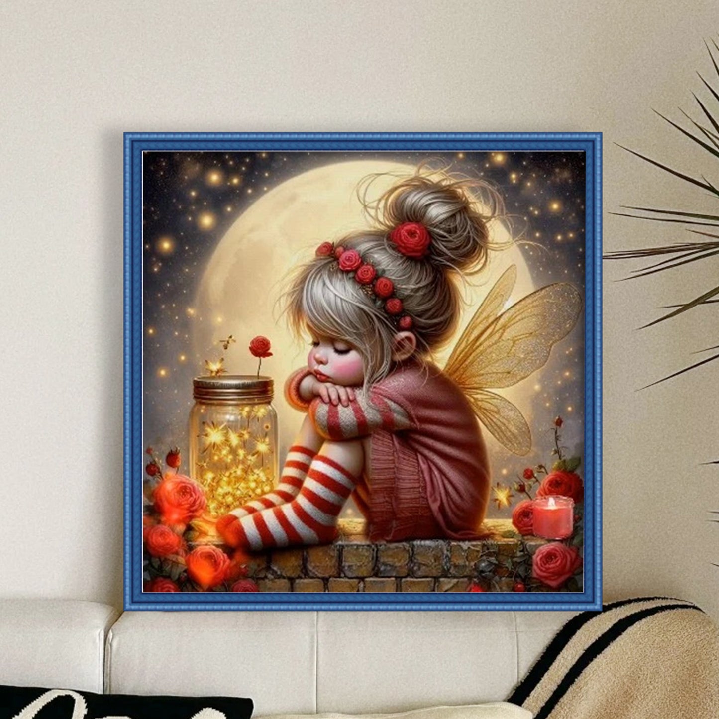 Butterfly Girl - Full 14CT Stamped Cross Stitch 50x50CM - Huacan