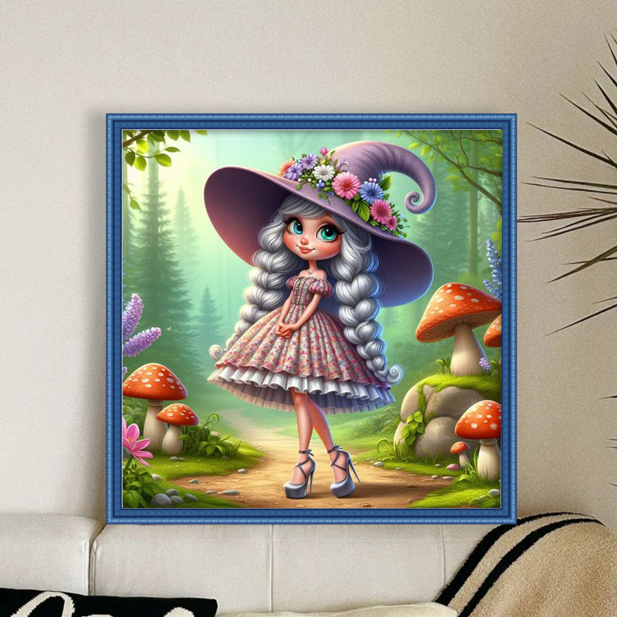 Pilzhexe – Vollständiges 14CT gestempeltes Kreuzstich-Set 40x40 cm – Huacan