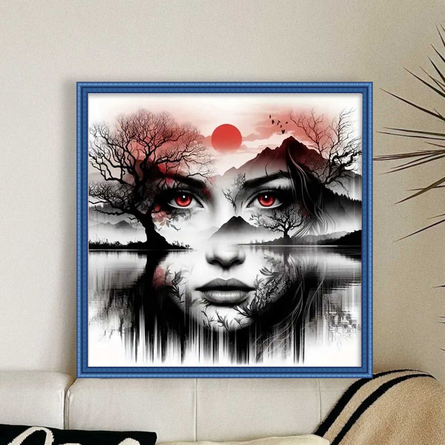 Tree And Girl - Full 18CT Stamped Cross Stitch 40x40CM - Huacan