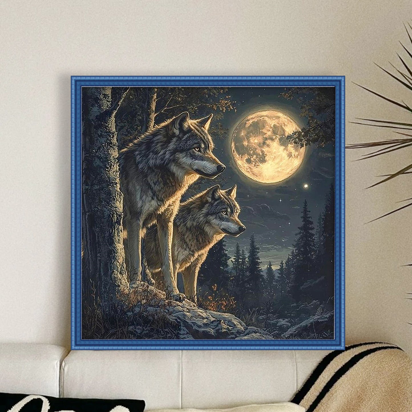 Night Wolf - Full 14CT Counted Cross Stitch 40x40CM - Yishu