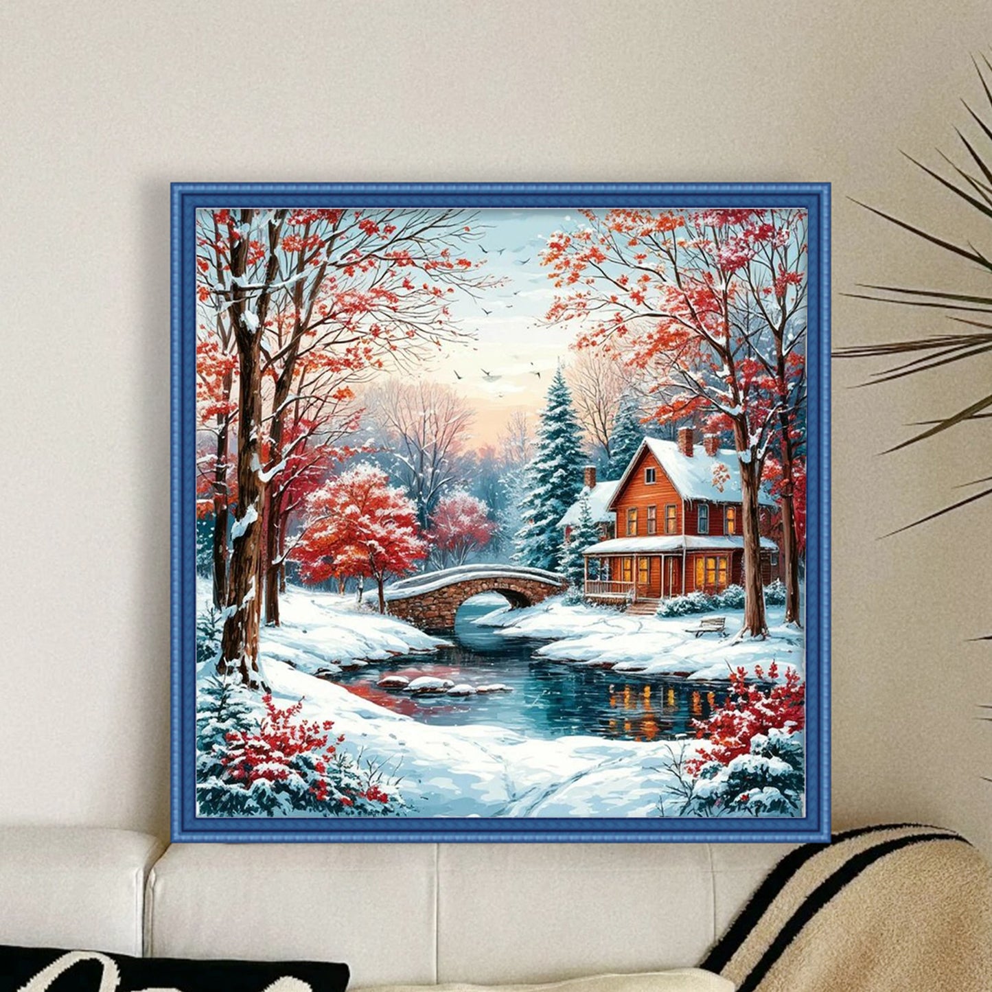 Winter Cabin - Full 14CT Counted Cross Stitch 40x40CM - Yishu