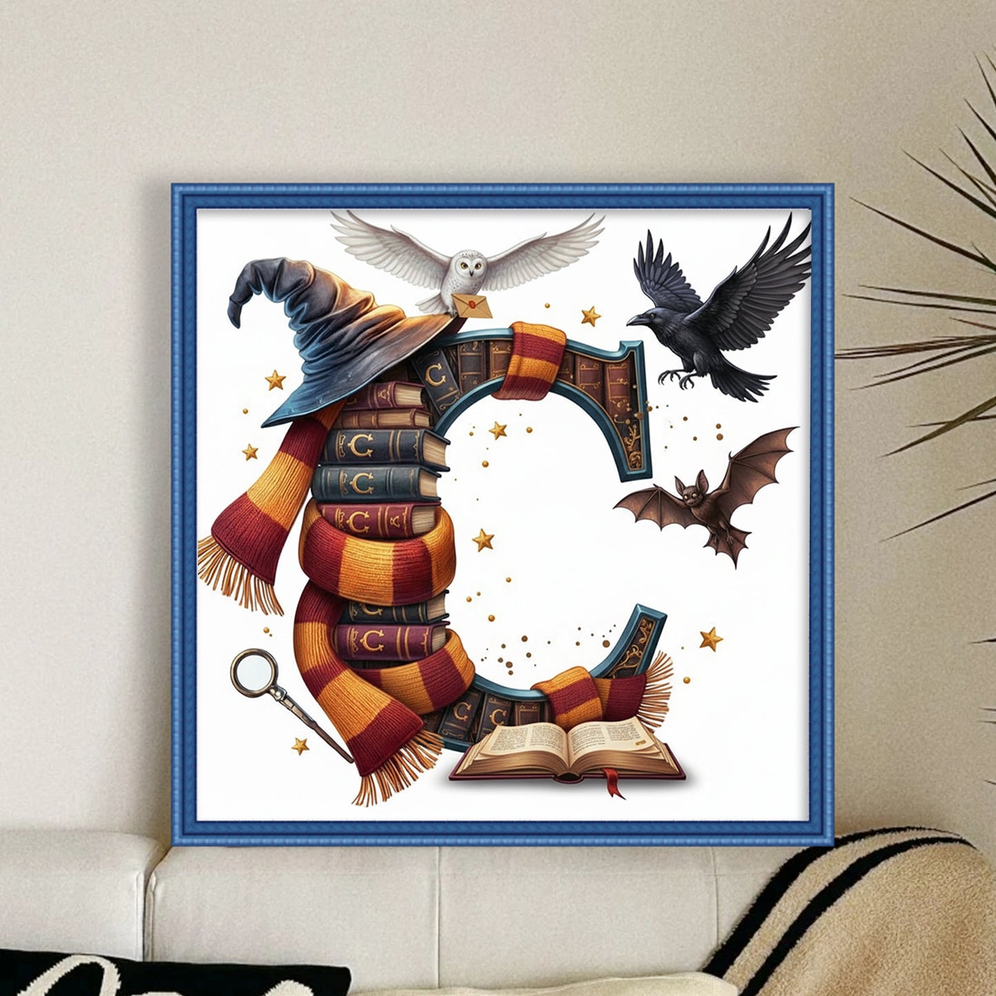 Book Letter C - Full 11CT Stamped Cross Stitch 40x40CM - Yishu