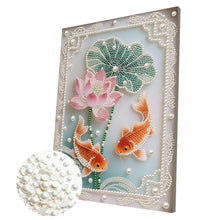 Load image into Gallery viewer, DIY Pearl Painting Kit 30x40CM Pond Fish Framed Handmade Pearl Material Art Set Room Wall Decoration