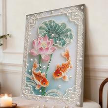 Load image into Gallery viewer, DIY Pearl Painting Kit 30x40CM Pond Fish Framed Handmade Pearl Material Art Set Room Wall Decoration