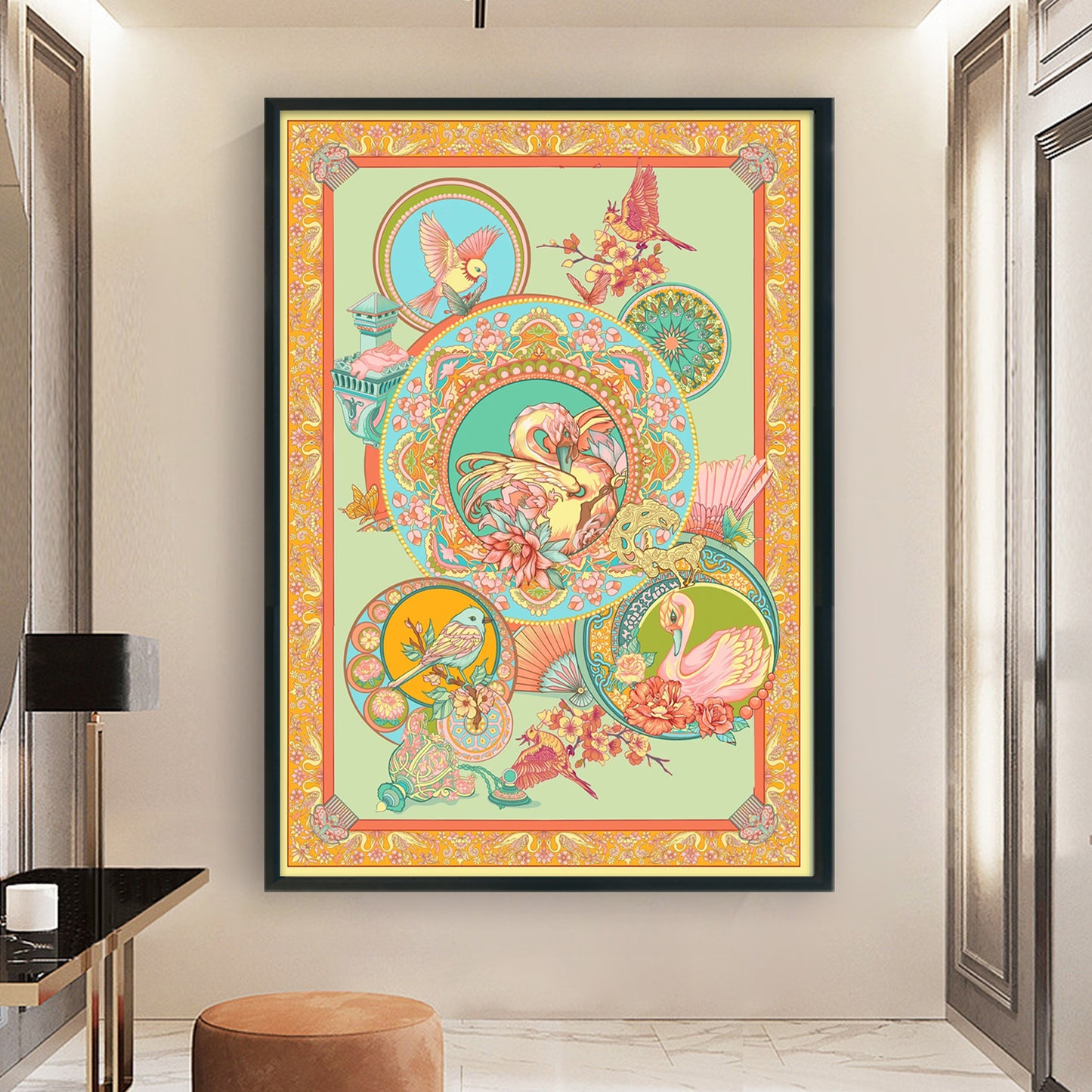 Flower And Bird Landscape - Full 11CT Stamped Cross Stitch 50x70CM - Yishu