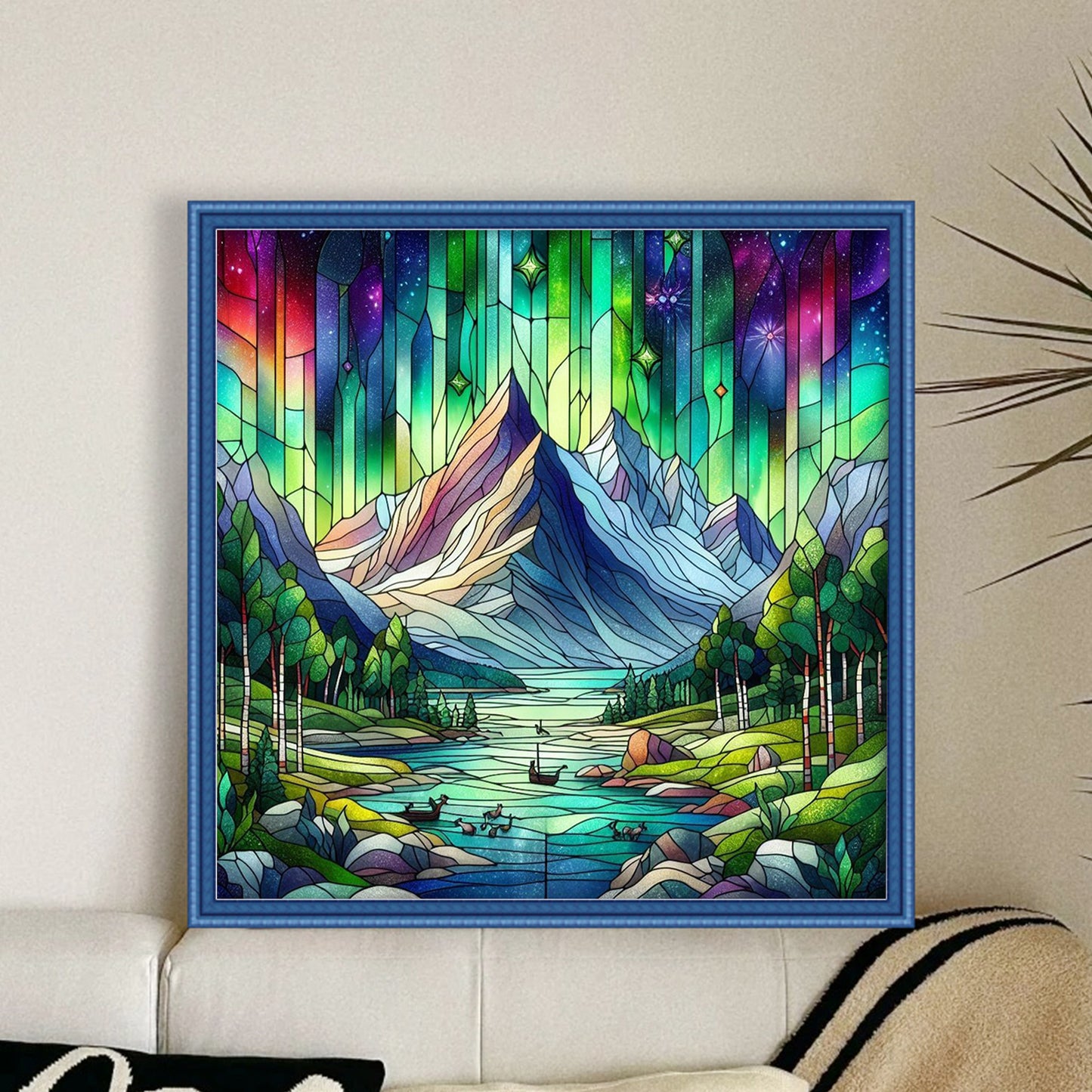 Aurora Scenery - Full 11CT Stamped Cross Stitch 45x45CM - Huacan