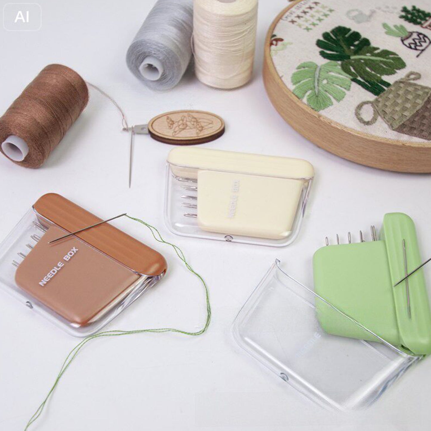 Portable Travel Magnetic Sewing Needles Case Include 10PCS 5 Size Needles & Threader Magnetic Needle Holder Case Craft Supplies Storage Gift for Sewers (Apricot)