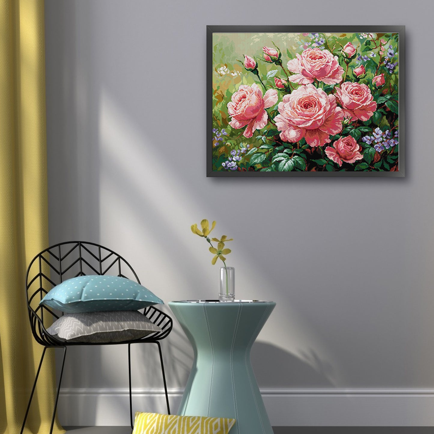 Pink Rose - Full 14CT Stamped Cross Stitch 58x48CM - Joy Sunday