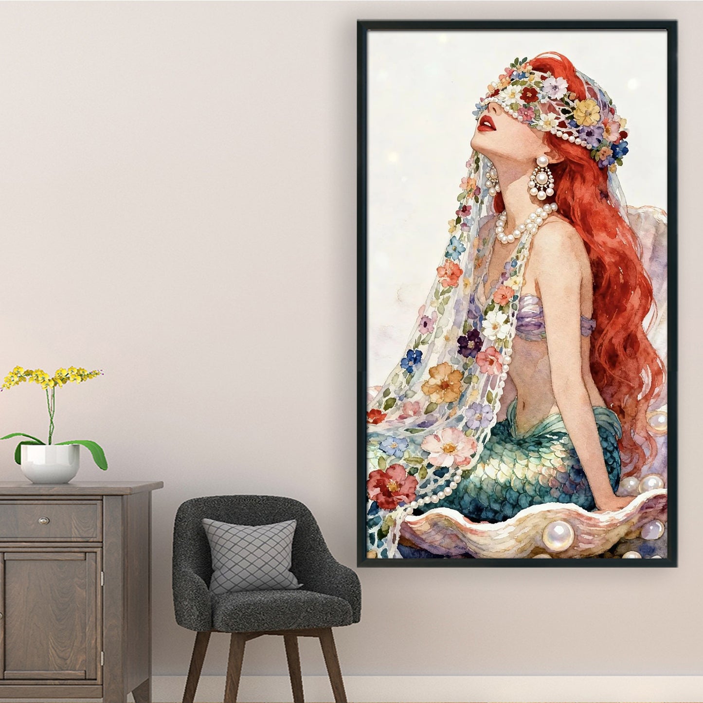 Mermaid - 14CT Stamped Cross Stitch 35x60CM - Huacan
