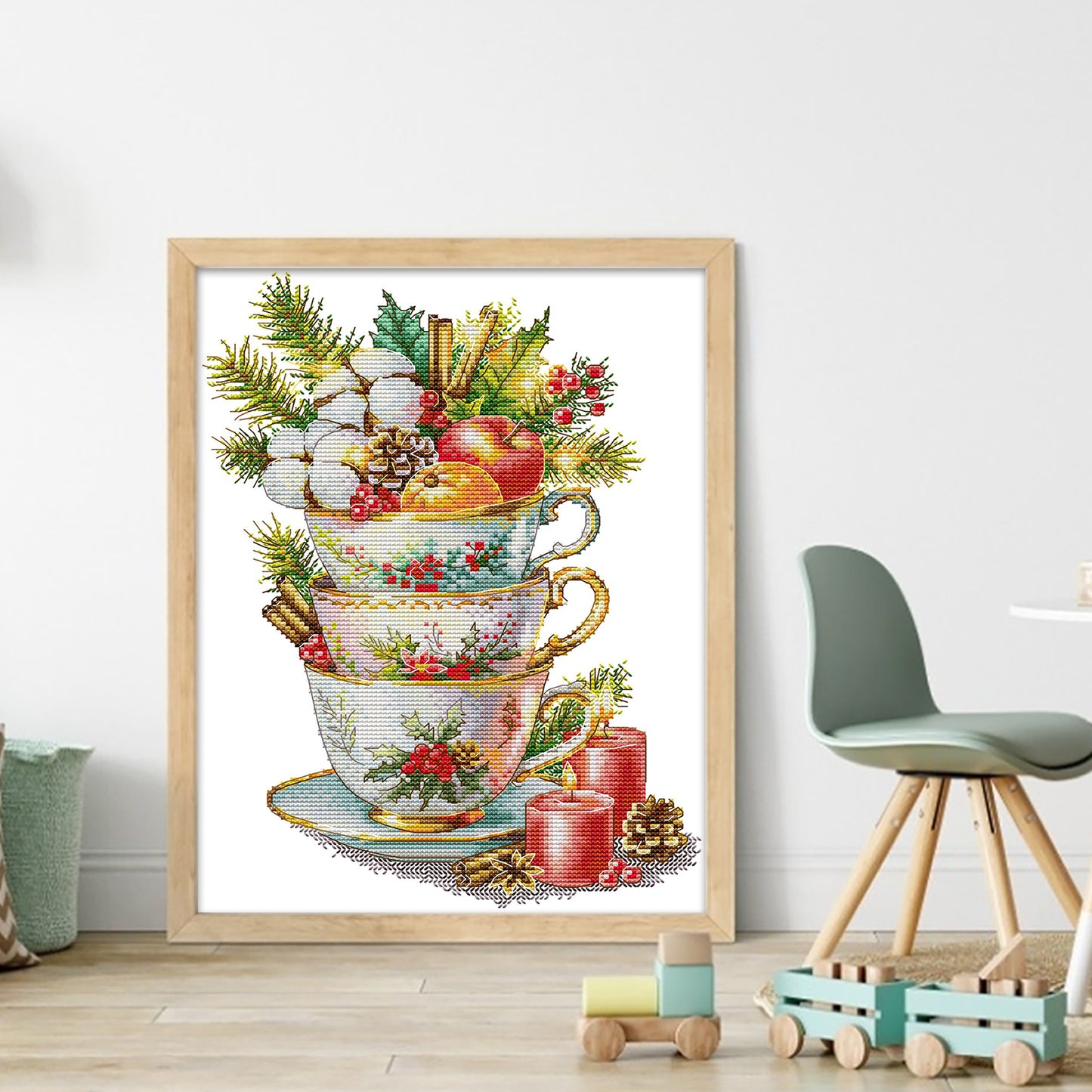 Festival Flavor - Partial 14CT Stamped Cross Stitch 27x35CM - Joy Sunday Backstitch+Half Cross Stitch