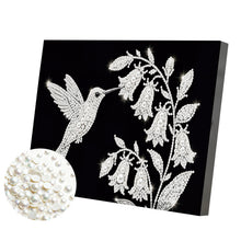 Load image into Gallery viewer, DIY Pearl Painting Kit 20x30CM Bird Carrying Flower Framed Handmade Pearl Material Art Set Room Wall Decoration