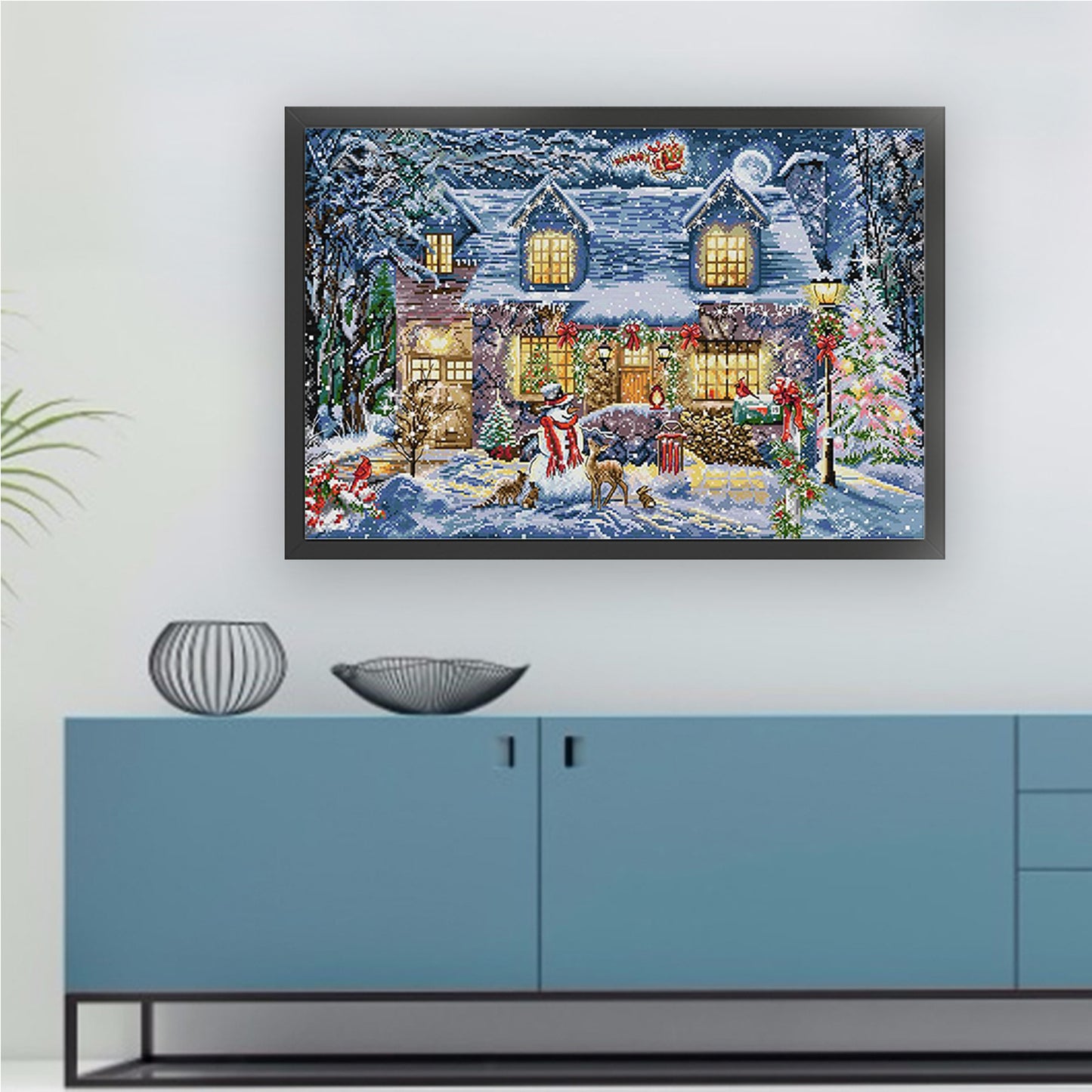 Glow On Christmas Eve - Full 14CT Stamped Cross Stitch 62x42CM - Joy Sunday Backstitch