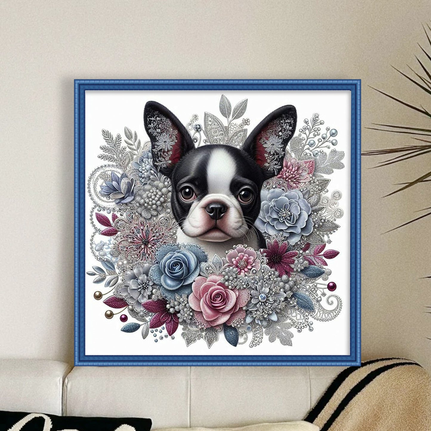 Boston Terrier - Full 11CT Stamped Cross Stitch 40x40CM - Yishu
