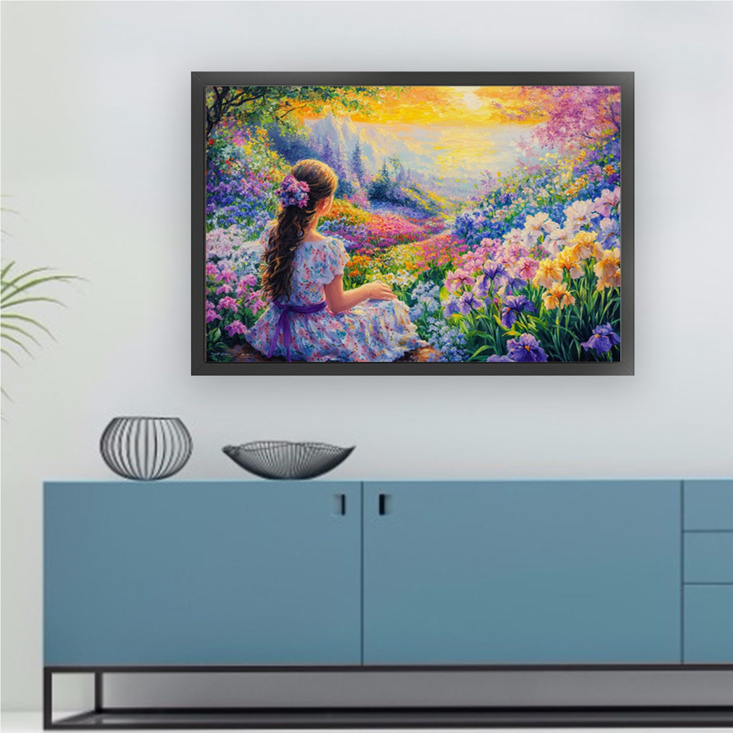 Monet Style Maiden - Full 11CT Stamped Cross Stitch 70x50CM - Mona Lisa