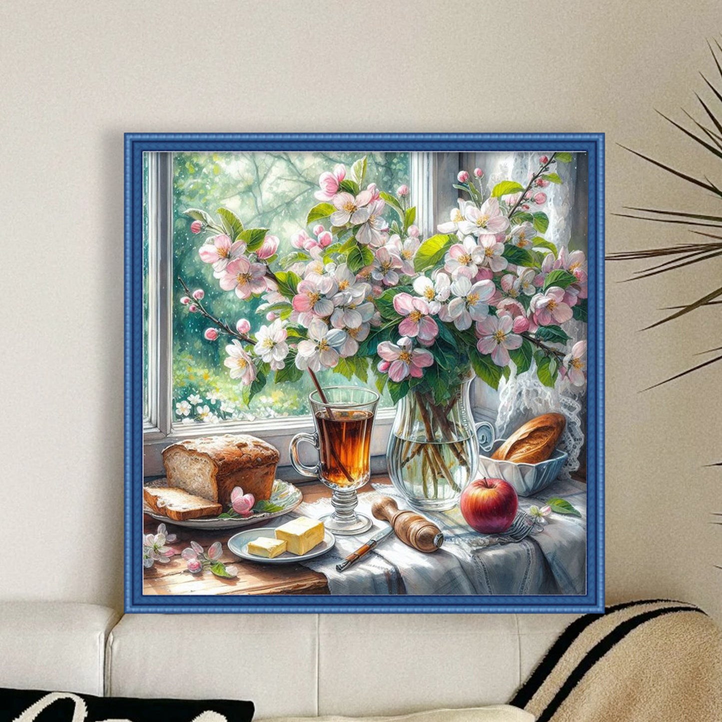 Apple Blossom And Morning Tea - Full 11CT Stamped Cross Stitch 50x50CM - Huacan