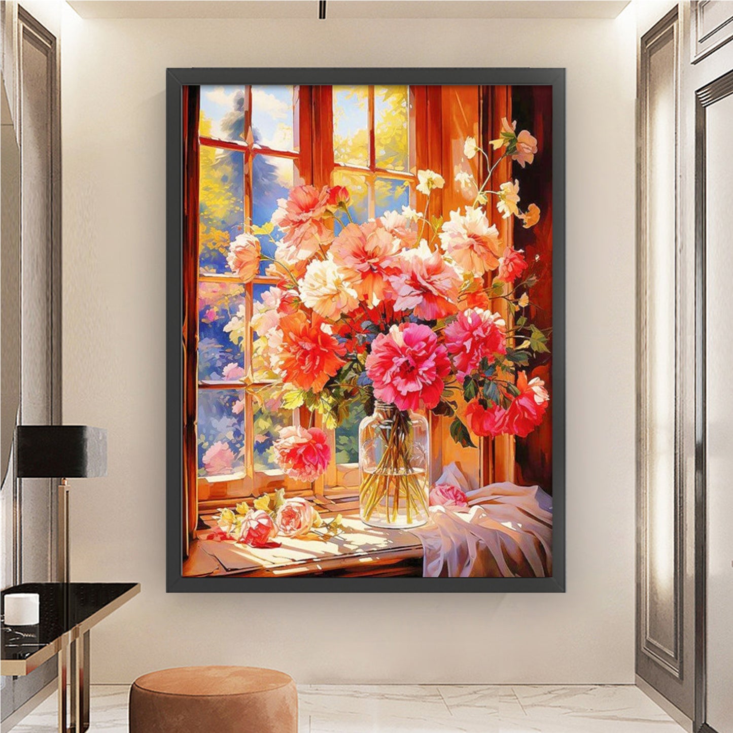 Vase By Window - Full 11CT Stamped Cross Stitch 45x60CM - Huacan