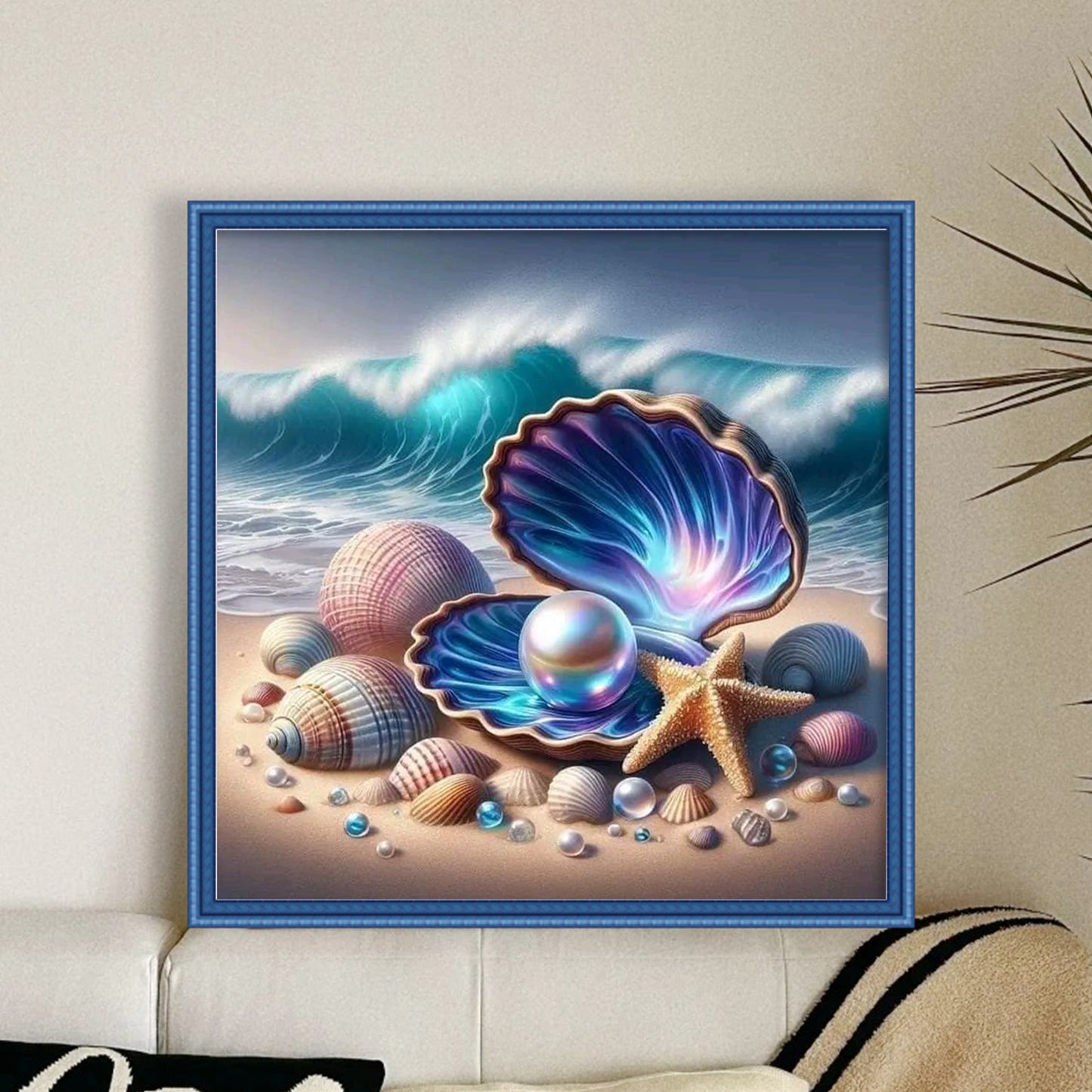 Seashell - Full 11CT Stamped Cross Stitch 40x40CM - Huacan